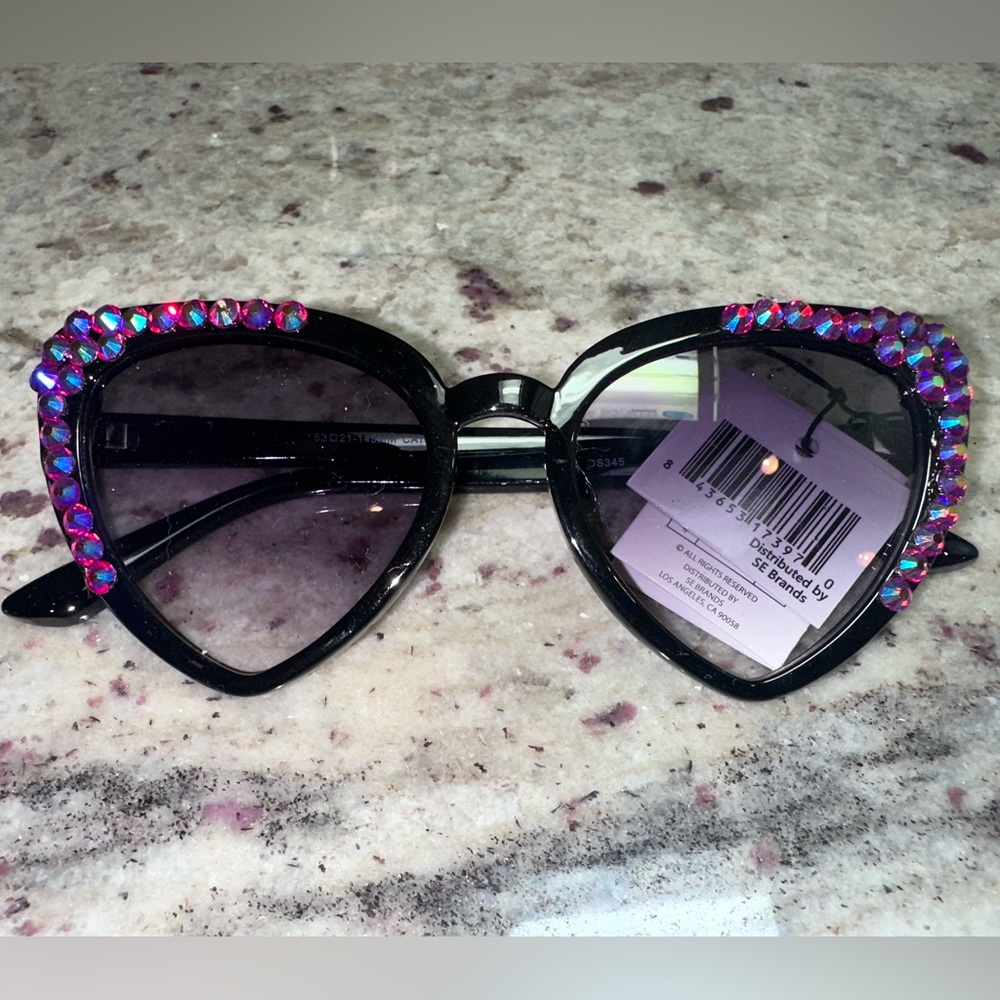Black and pink/Purple Embellished Sunglasses sunnies crystal rhinestones